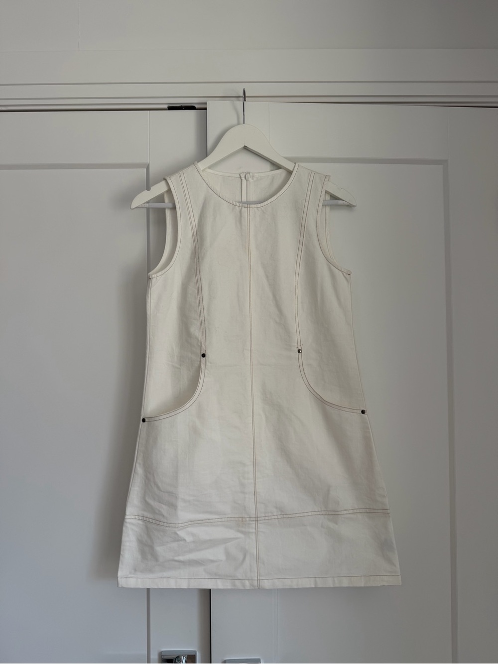 Classic Sleeveless Cream Shift Dress